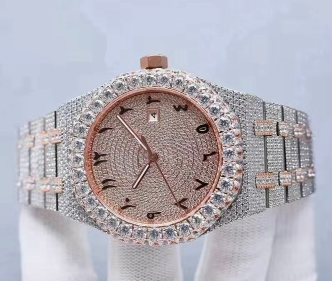 Dazzling high-quality men's and women's moissanite diamond watches, luxurious design, fully automatic mechanical D-color ice-clear VVS watches Free shuttle